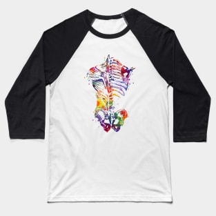 Human Back Bones Watercolor Anatomy Baseball T-Shirt